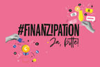 #finanzipation - ja bitte! als Schriftzug auf pinkem Hintergrund