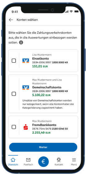 Finanzlotse Kontenauswahl