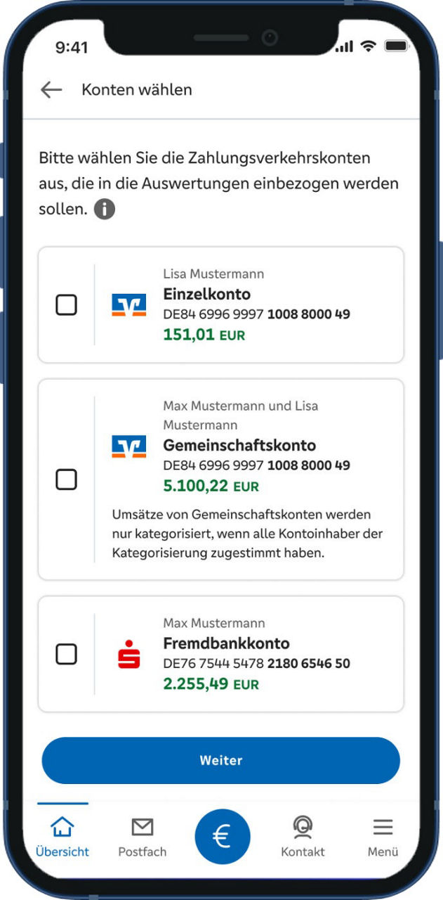 FinanzLotse Konten auswählen