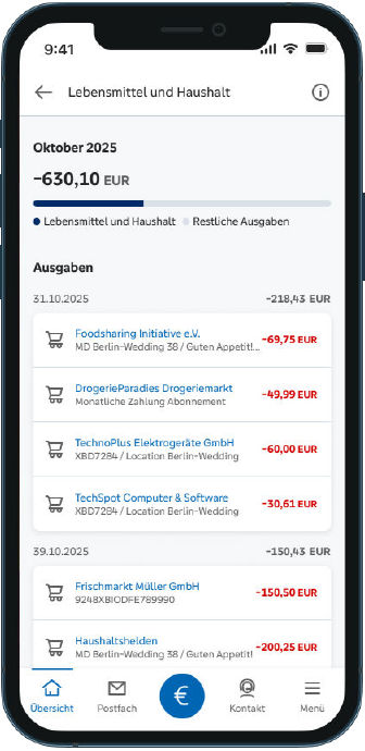 Smartphone mit Anzeige des Finanzlotsen in der VR Banking App