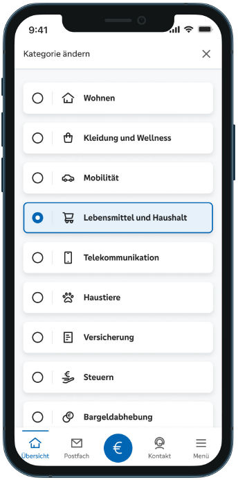 Smartphone mit Anzeige des Finanzlotsen in der VR Banking App
