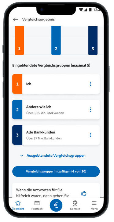 Screenshot aus der VR BankingApp vom Finanzvergleich