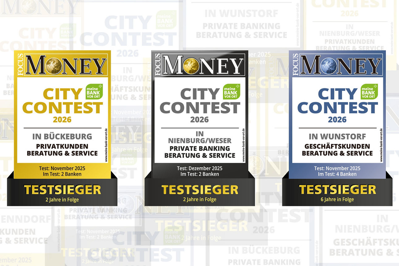 Abbildung von 3 unterschiedlichen Focus Money Awards