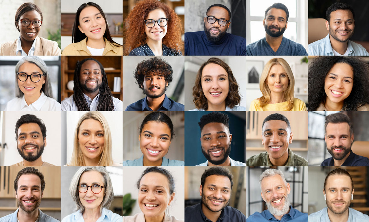 Verschiedene Gesichter von Menschen in allen Altergruppen