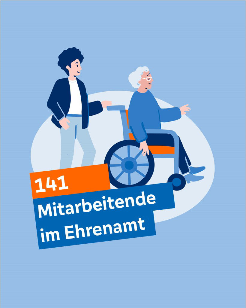 Illustration, die zeigt, wie viele Mitarbeitende im Ehrenamt tätig sind