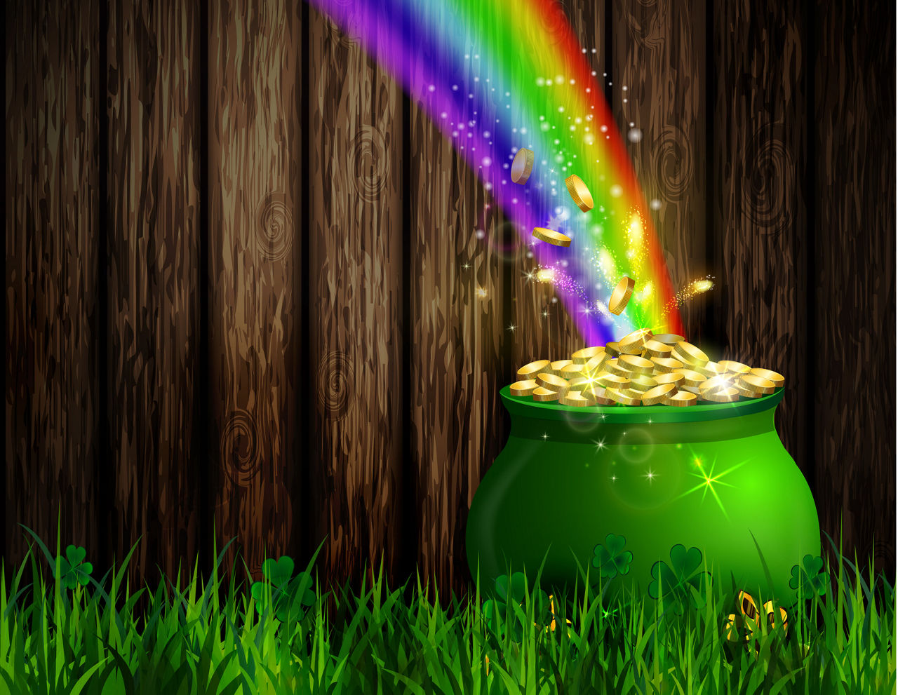 Geldtopf mit Regenbogen