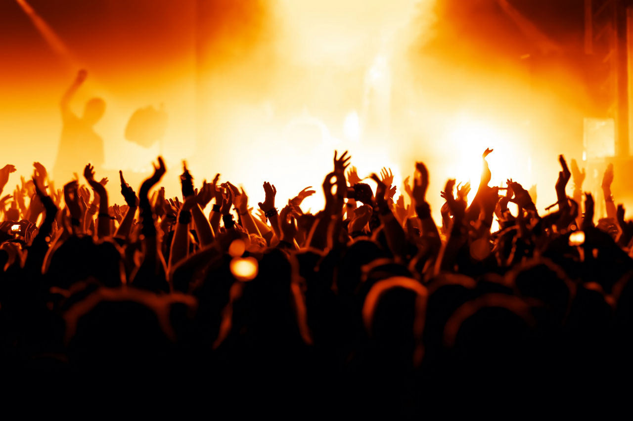 Jubelnde Konzertbesucher auf Rock-Konzert