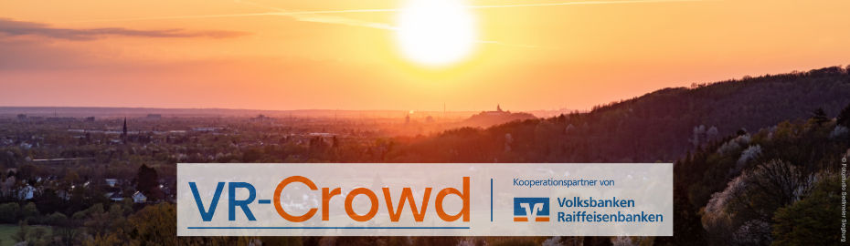 Sonnenuntergang mit dem Schriftzug VR-Crowd