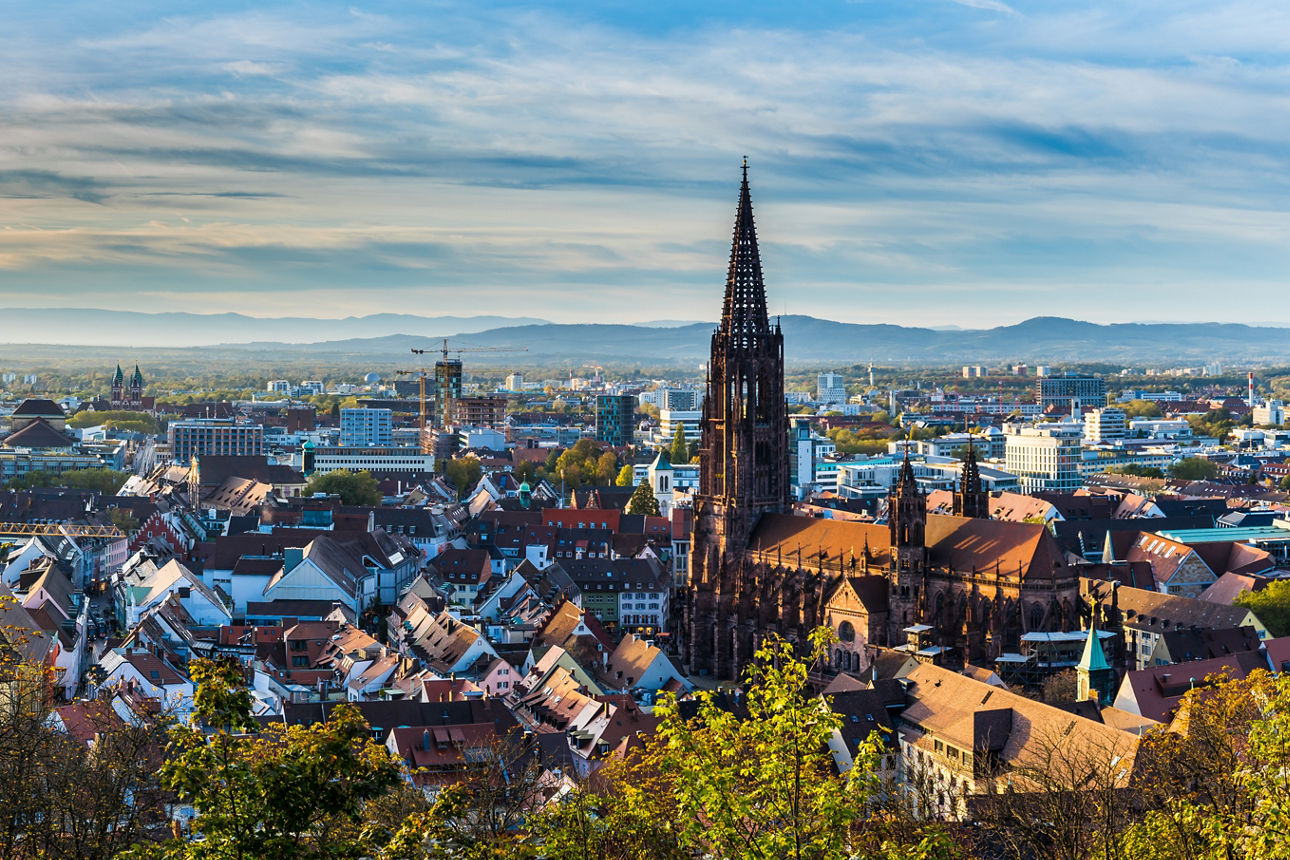 Die Skyline von Freiburg im Breisgau