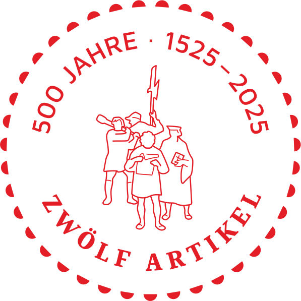 Logo Stadt der Freiheitsrechte mit Schrift 500 jahre 1525 - 2025 Zwölf Artikel