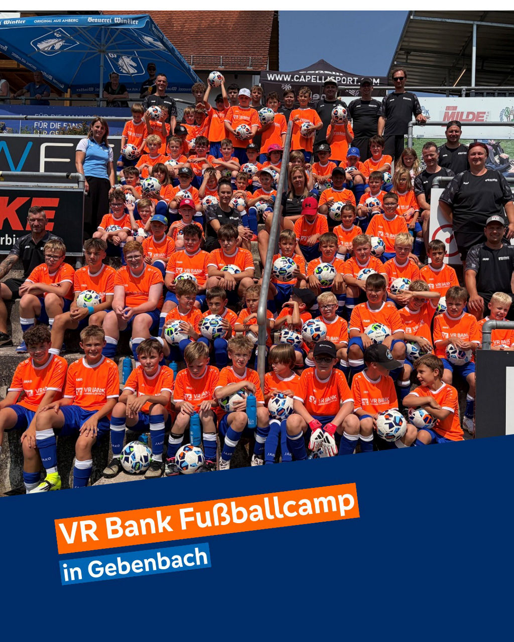 Aufnahme der Teilnehmer/-innen des Fußballcamps in Gebenbach