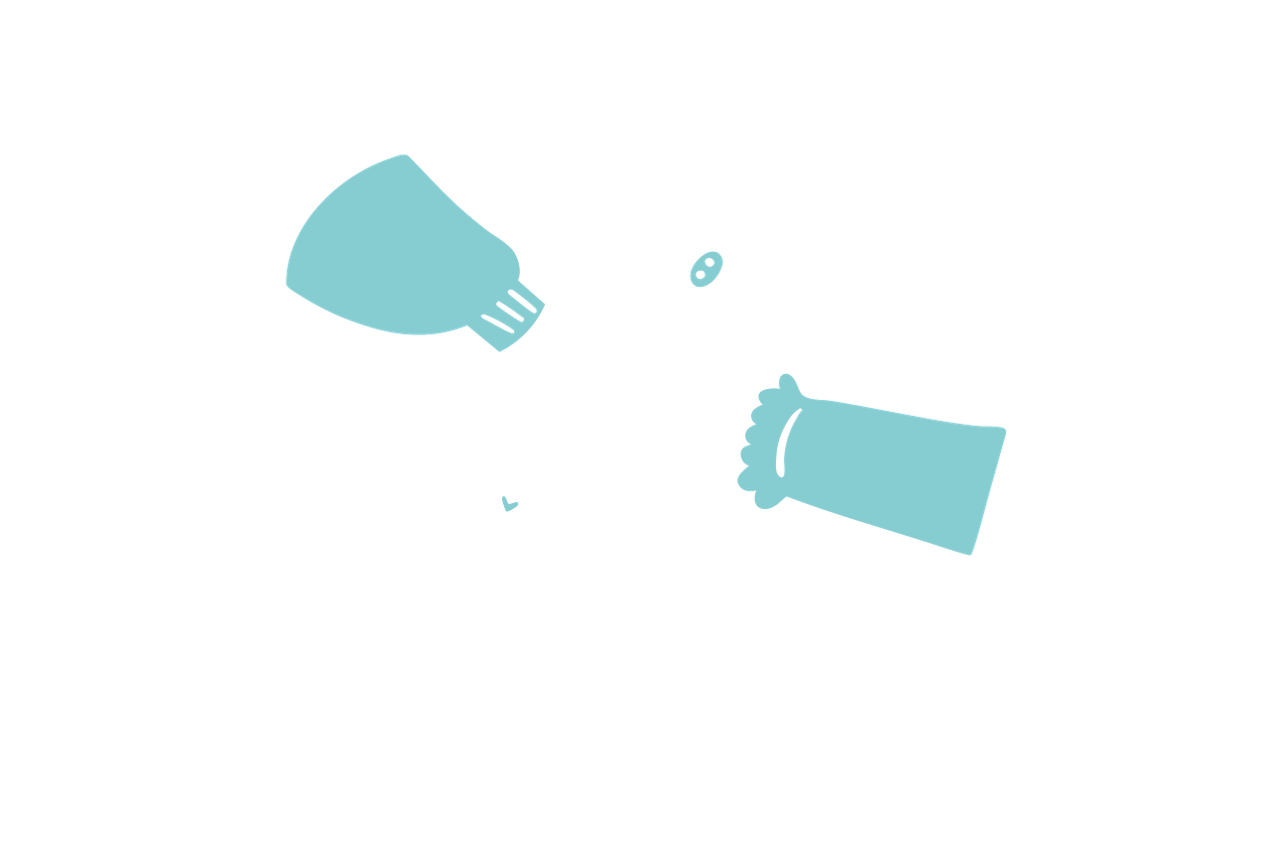 Illustration von mehreren Händen die Sternförmig aufeinander liegen.