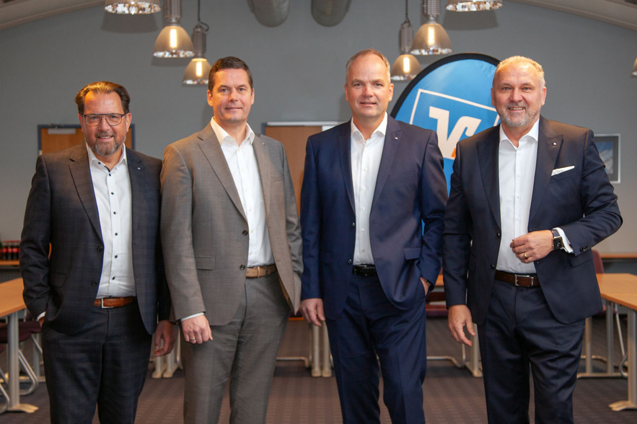 Vorstände der VR Bank Schleswig-Holstein Mitte Udo Kempter, Karsten Petersen, Bent Nicolaisen, Georg Schäfer