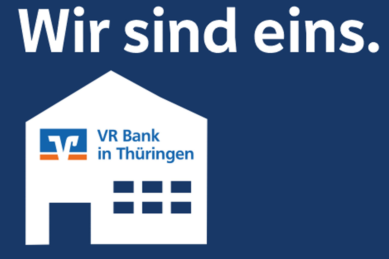 Ein weißes Haus auf dunkel blauen Hintergrund darüber steht "Wir sind eins.".