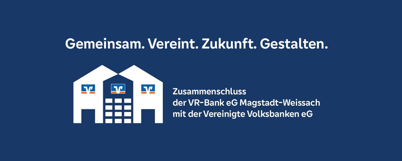 Ineinanderverschlungene Häuser mit der Überschrift Gemeinsam. Vereint. Zukunft. Gestalten.