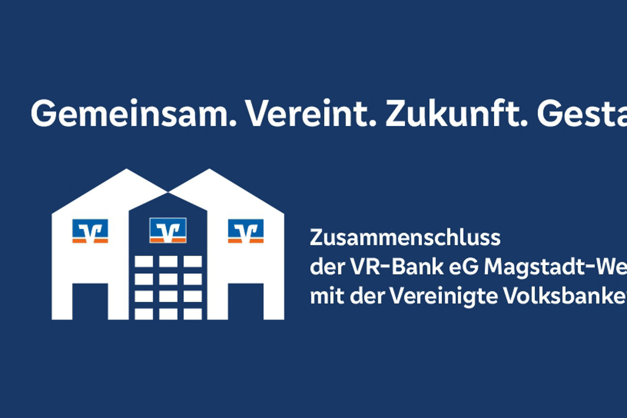 Ineinanderverschlungene Häuser mit der Überschrift Gemeinsam. Vereint. Zukunft. Gestalten.