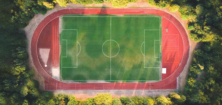 Fußballstadion aus der Vogelperspektive