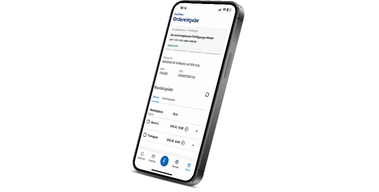 Man sieht die App Ansicht des Online Brokerages