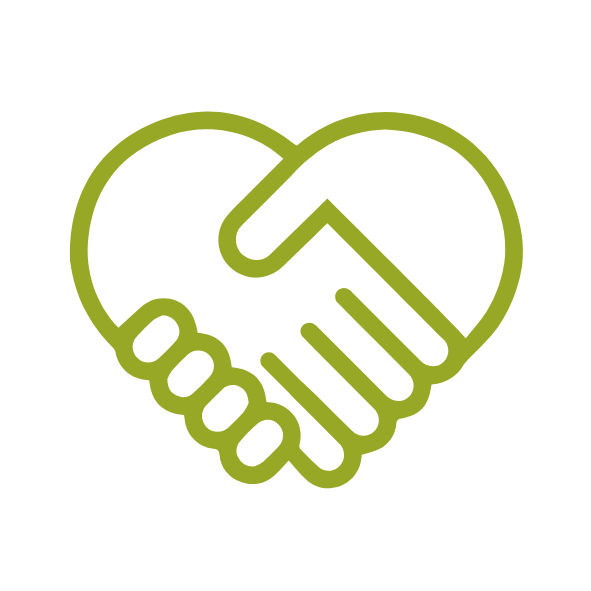 Illustrative Darstellung eines Handschlags ins Herzform