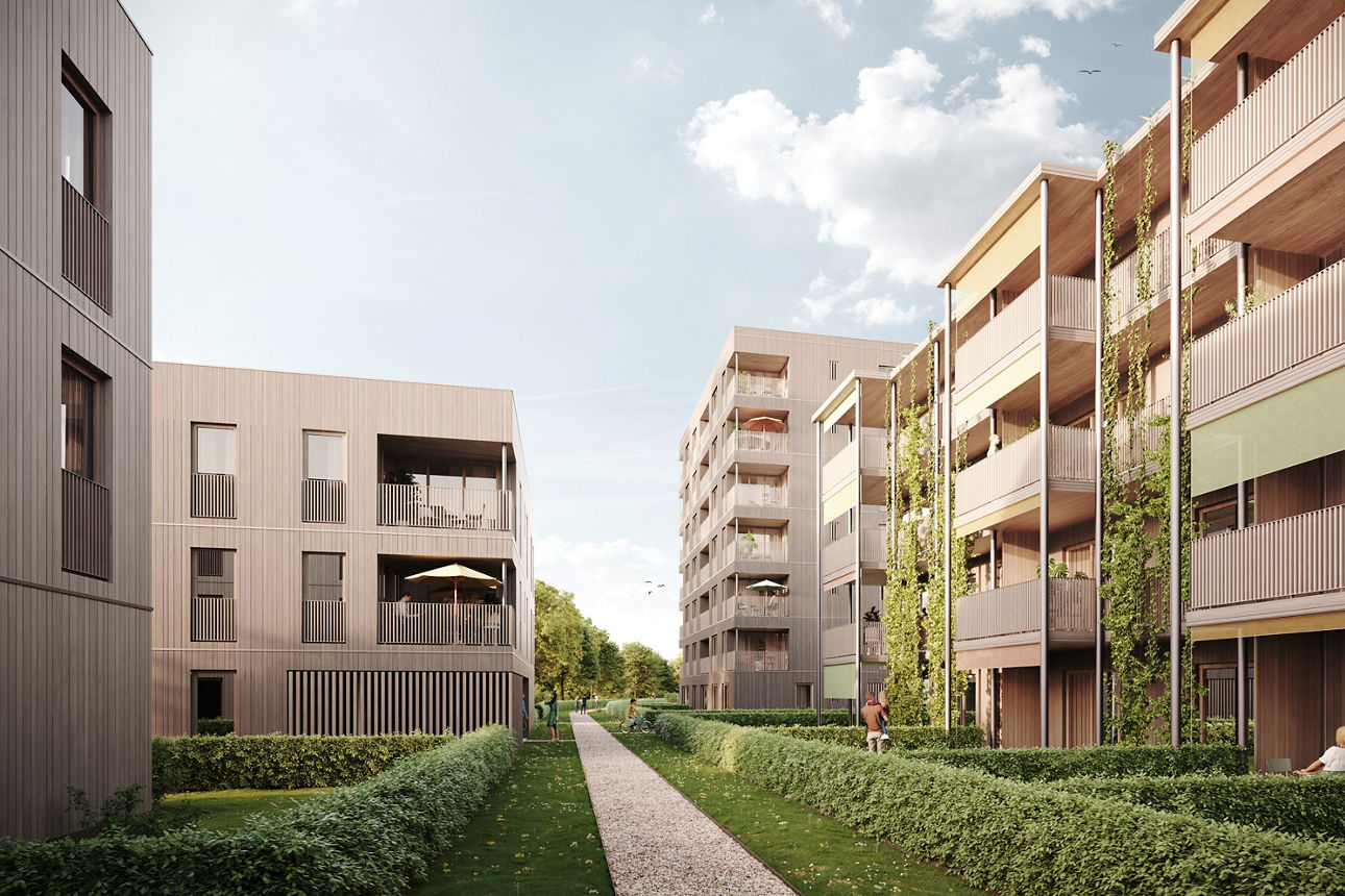 Animierte Mehrfamilienhäuser