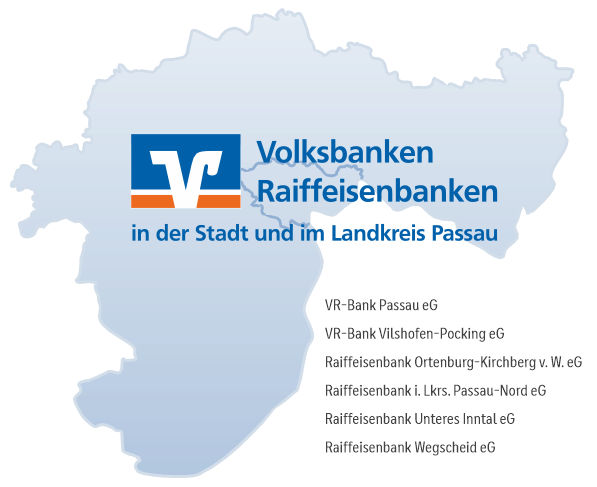 Gebietskarte Volksbanken Raiffeisenbanken in der Stadt und im Landkreis Passau