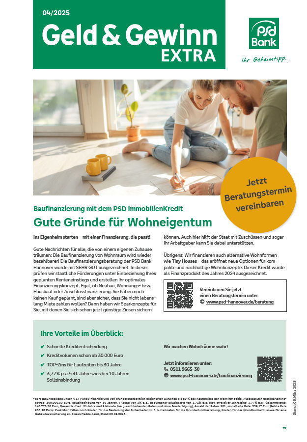 Kundenzeitung Geld und Gewinn Extra