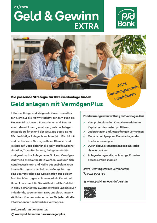 Titelseite Kundenzeitung Geld und Gewinn Juli 2026