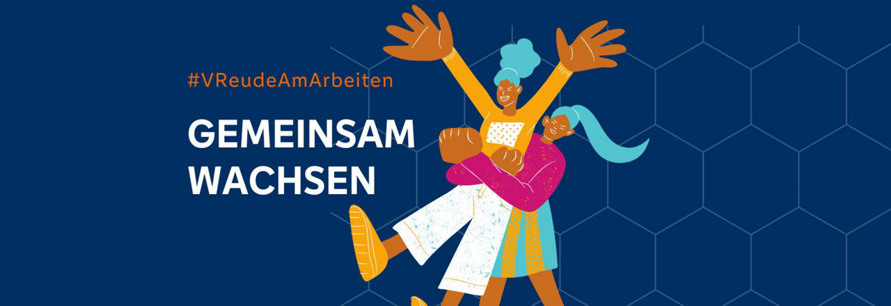 Illustration von zwei Personen, die sich freuen