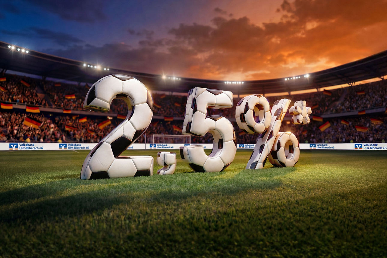 2,5% in einem Stadion in Fußball-Optik