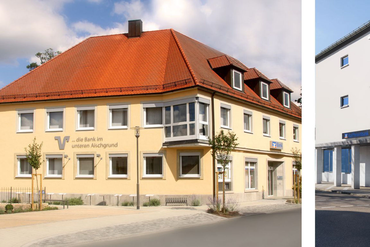 Foto der Raiffeisenbank Uehlfeld-Dachsbach eG und der Raiffeisenbank Bad Windsheim eG