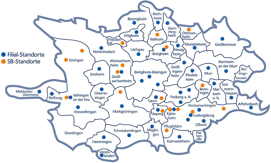 Geschftsgebiet der VR-Bank Ludwigsburg