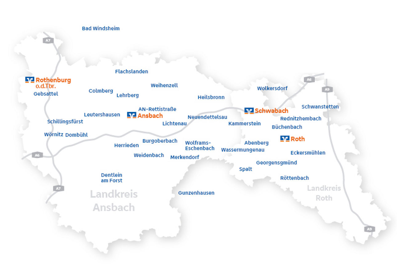Übersicht der Gechäftsgebietskarte