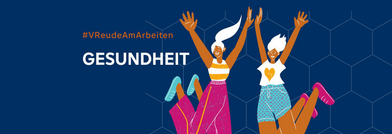 Illustration von zwei Personen, die in die Luft springen