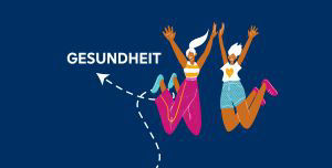 Illustration von zwei Personen, die in die Luft springen