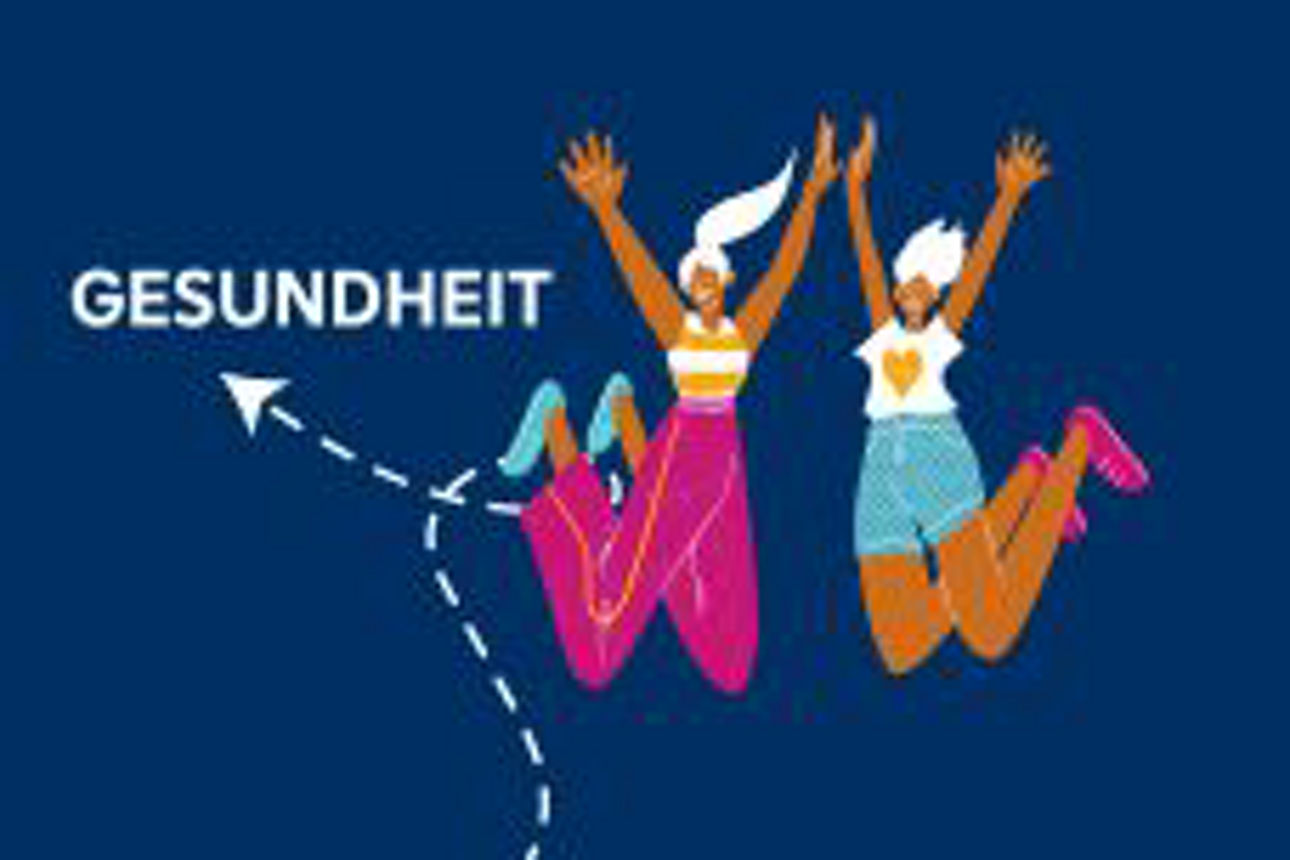 Illustration von zwei Personen, die in die Luft springen