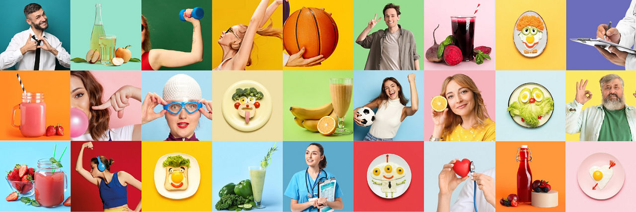 Eine Collage aus Motiven zum Thema Gesundheitsförderung