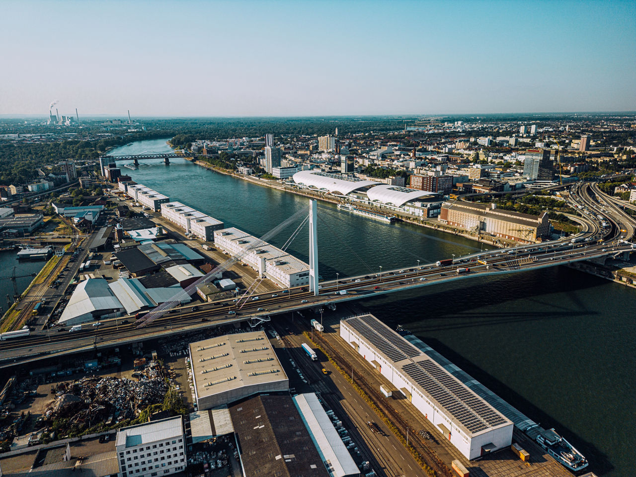 Mannheim und Ludwigshafen von oben