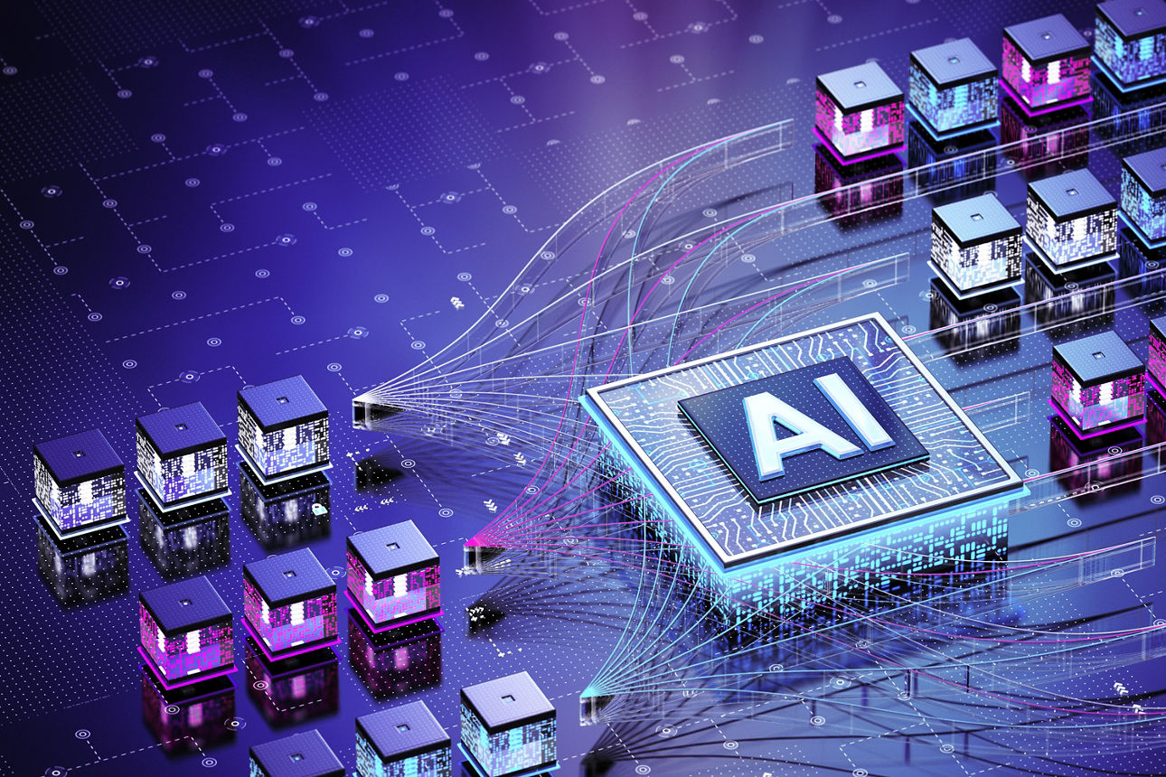 Neural network concepts. 3D render
