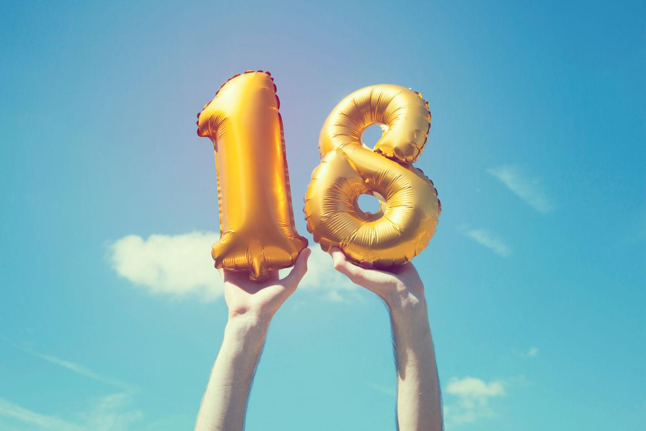 Bild mit Luftballons und der Zahl 18