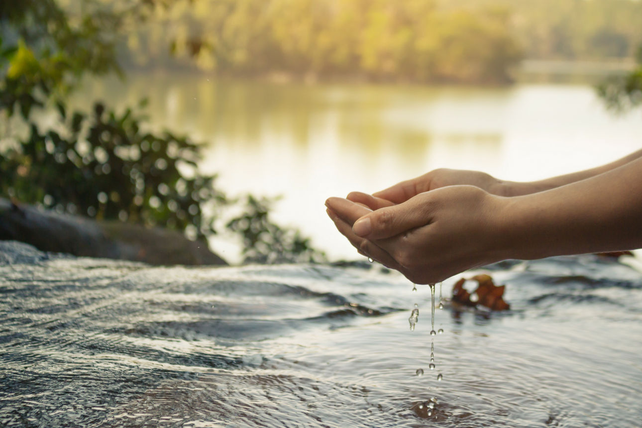 Women reach out waiting for water, Water concept.
