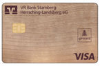 Illustration der girocard Visa Debit Holzkarte