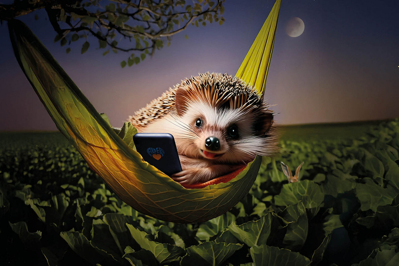 Igel in Hängematte am Abend