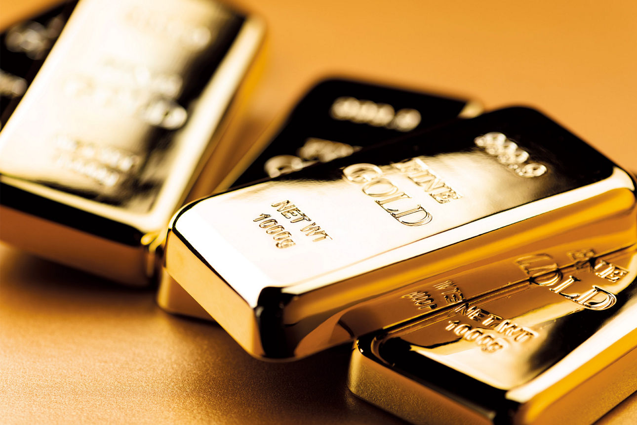 Image of Gold Ingots on Golden Background
