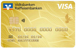 Eine Goldene Kreditkarte mit dem Kartendesign "Naturliebe".