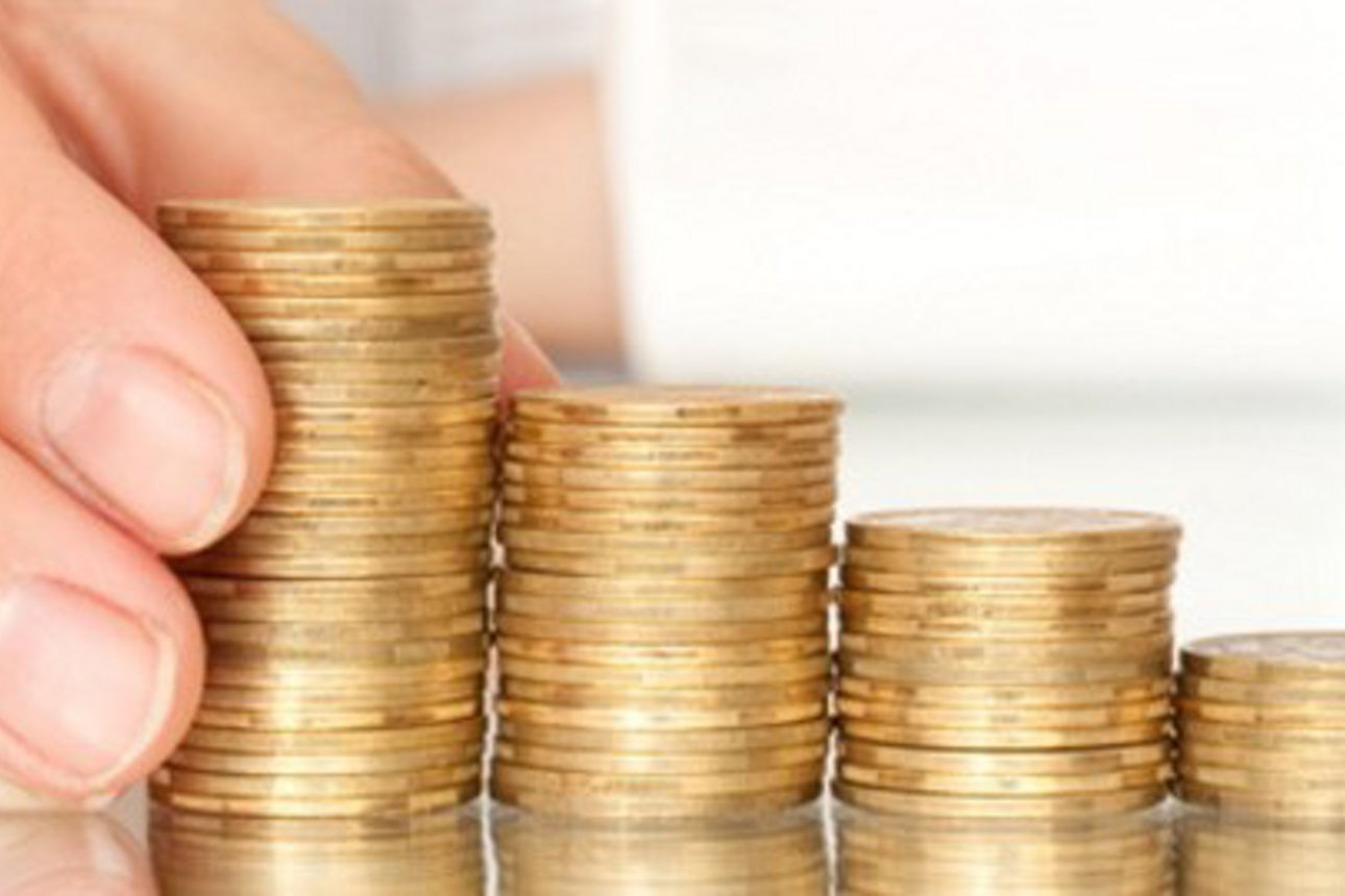 5 Reihen von Münzen in absteigender Reihenfolge