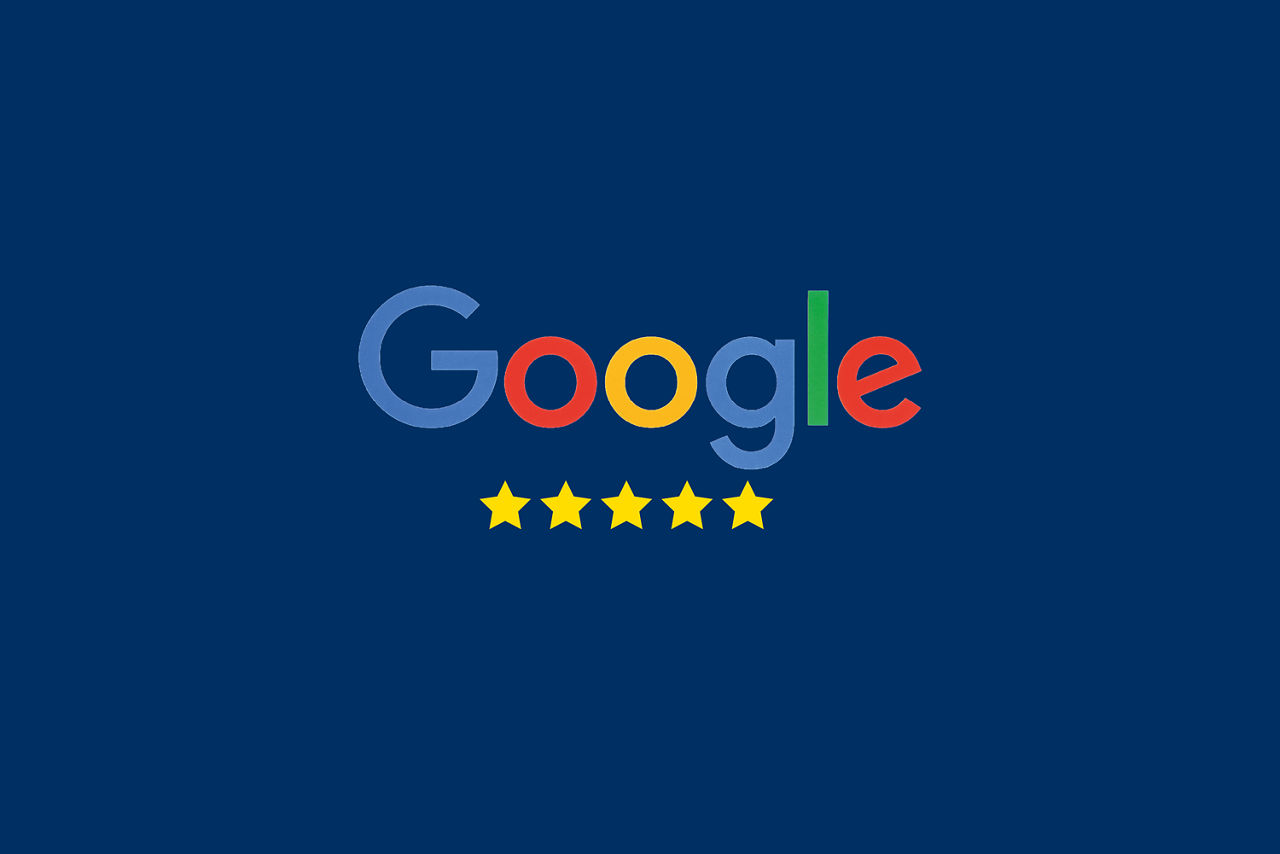 Google-Logo mit 5 Sternen