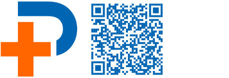 Das Bild zeigt das MeinPlus-Logo in orange und blau, daneben befindet sich ein QR-Code