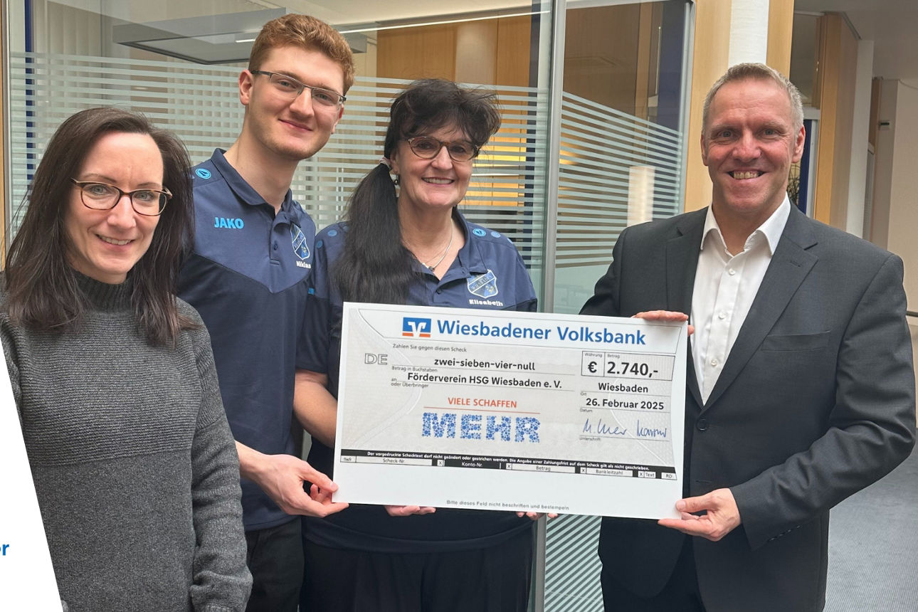 Spendenscheckübergabe an HSG Wiesbaden eV