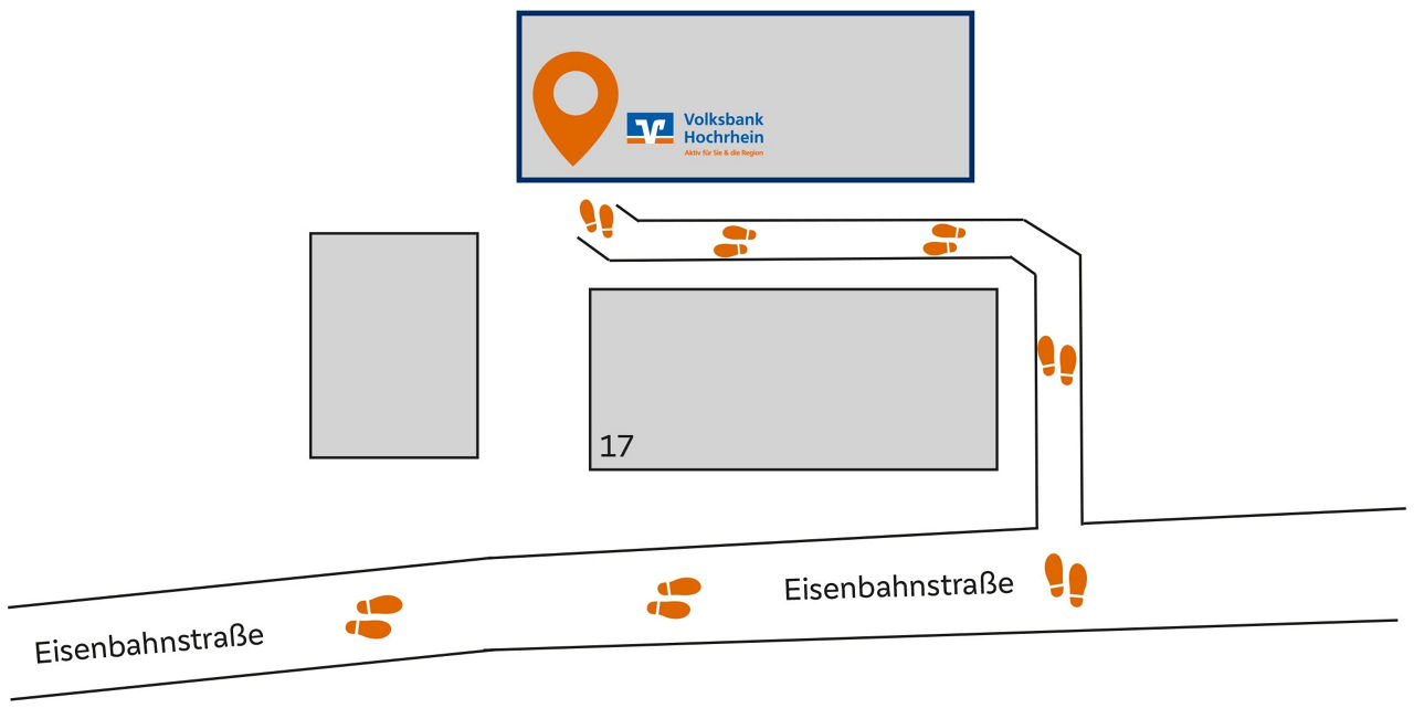 Grafikschema Wegbeschreibung zur Übergangsfiliale Albbruck