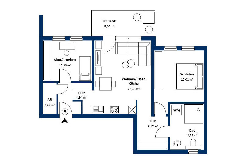 Grundriss Wohnung 3
